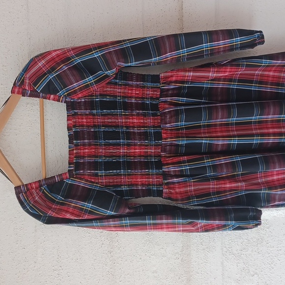Draper James RSVP Plaid Midi Dress, Smocked Bodice, Lantern Sleeves, Pockets, XS - Picture 13 of 16